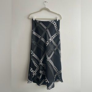 Chain print silky slip skirt